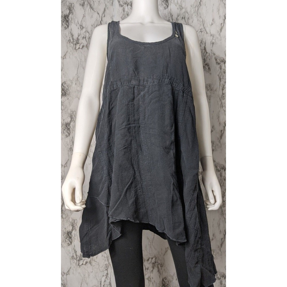 Liz & Jane Women's M Medium Faded Black Layered Sleeveless Lagenlook Top